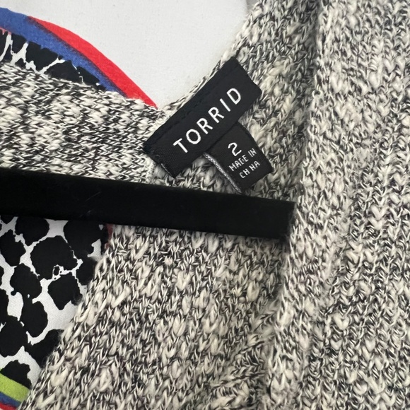 TORRID Plus 2 2X NEW Heather Grey Knit Ribbed Lace-Up Cut Out Sweater - Picture 3 of 4